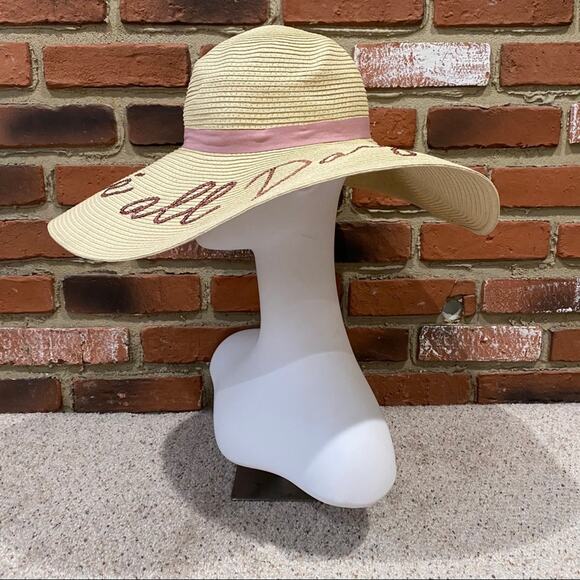 Euro Summer Express Floppy Straw Hat Rosé All Day Pink Ribbon - Picture 4 of 6